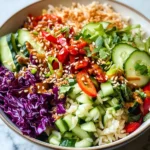 Quick Crispy Rice Salad with Peanut Sesame Dressing