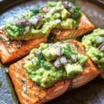 Baked Salmon with Avocado Mash