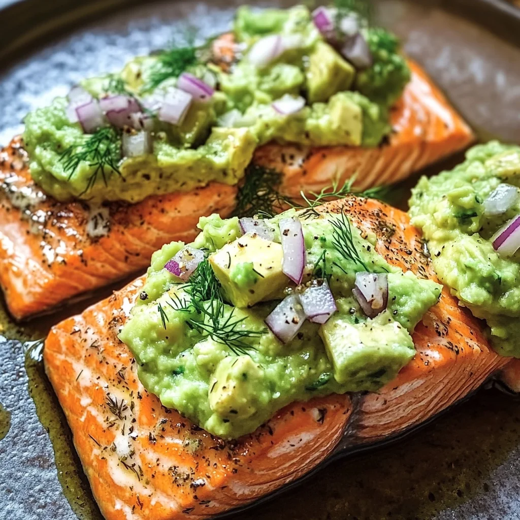 Baked Salmon with Avocado Mash