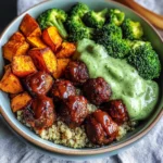 Barbecue Meatball Bowls with Avocado Goddess Sauce