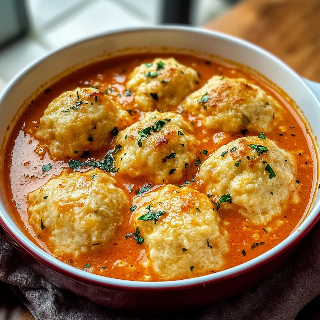 Best Tomato Soup with Cheddar Bay Dumplings