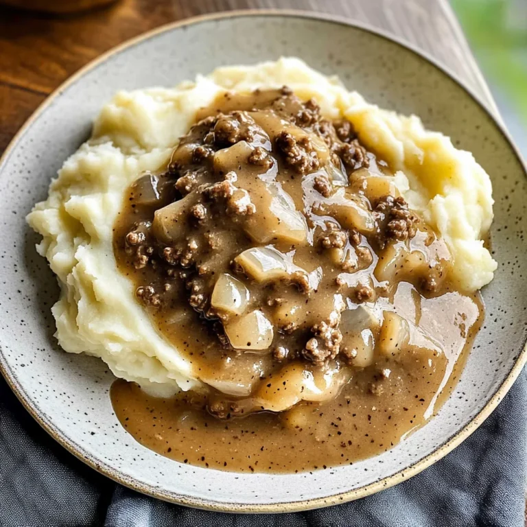 Delicious Hamburger Gravy Over Mashed Potatoes