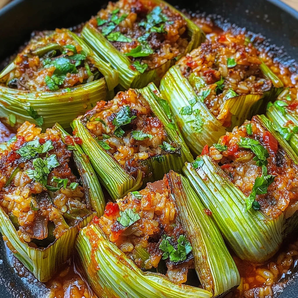 Elegant Stuffed Leeks with Rice and Beef