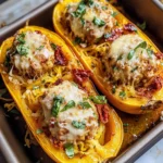 Garlic Butter Chicken Meatballs Stuffed In Spaghetti Squash: