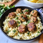 Greek Turkey Meatballs with Lemon Herb Rice