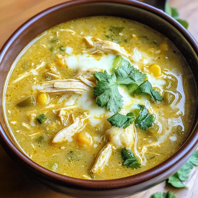 Green Chicken Enchilada Soup - Creamy and Cheesy!