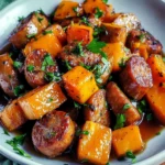 Sausage and Sweet Potatoes with Honey Garlic Sauce