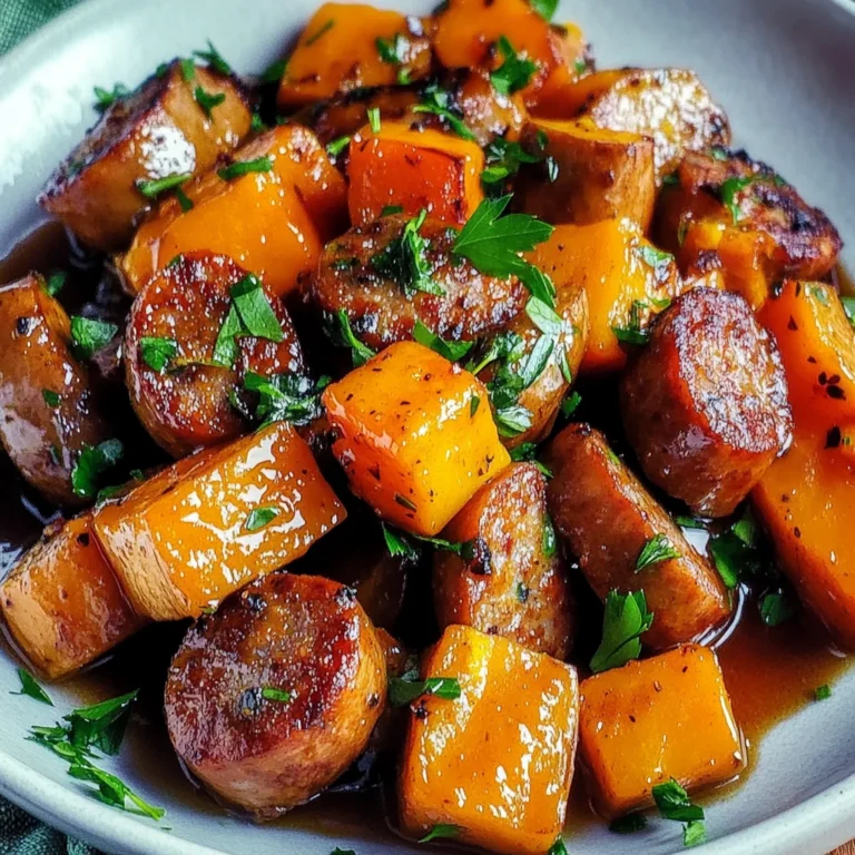 Sausage and Sweet Potatoes with Honey Garlic Sauce