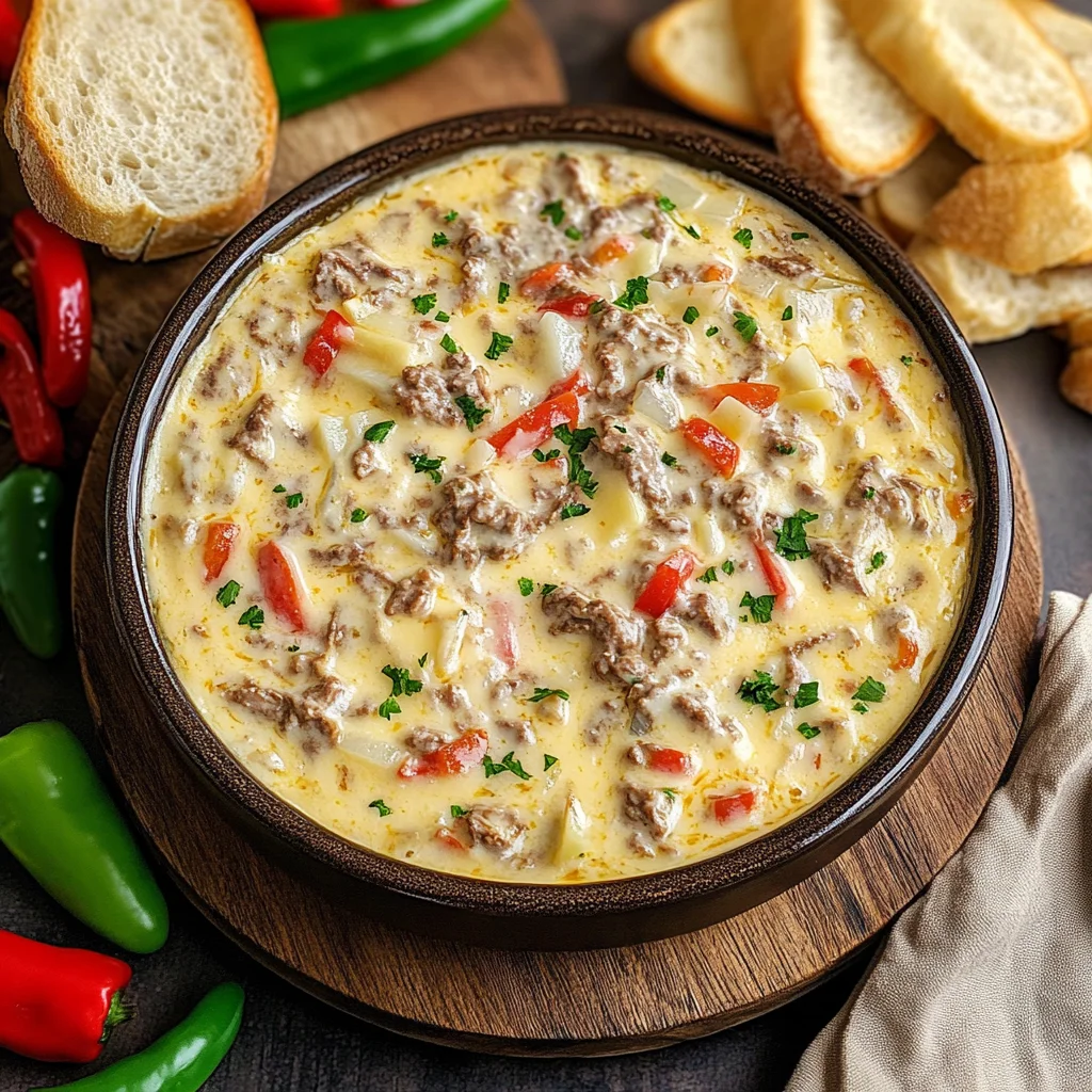 Slow Cooker Philly Cheesesteak Dip